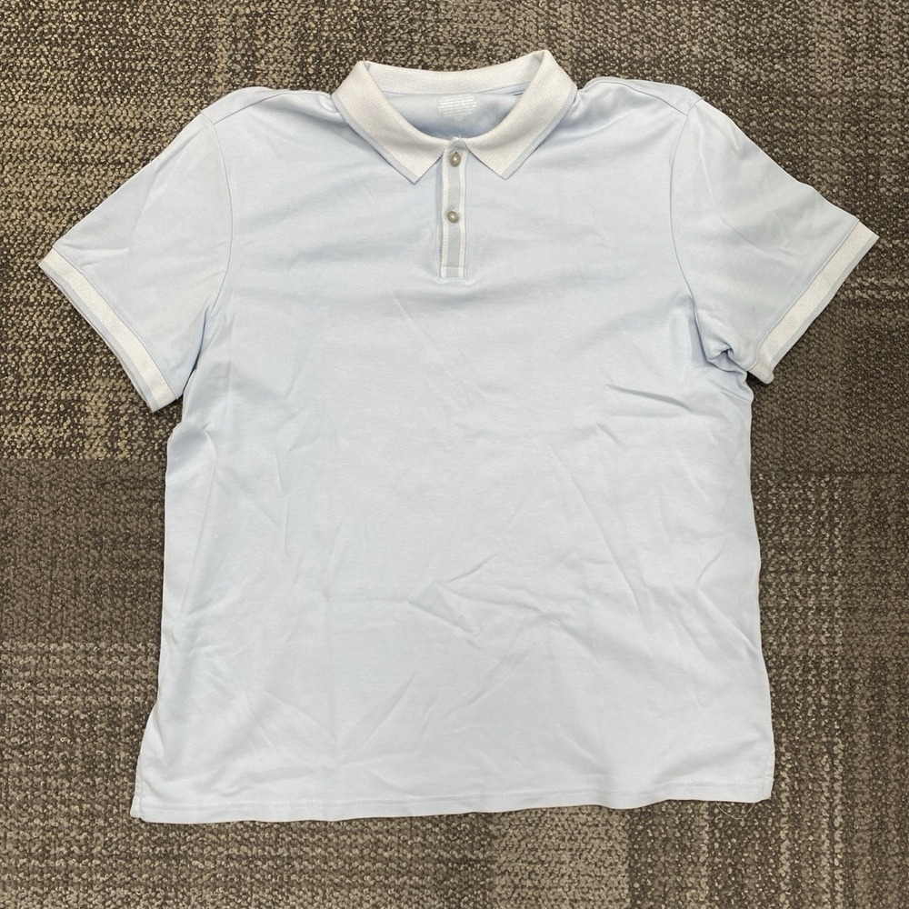 APT 9 POLO SHIRT MEN'S XL BLUE SHORT SLEEVE 100% COTTON